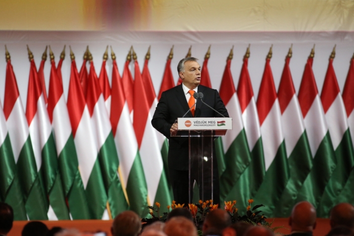 Orbán Viktor a Fidesz XXVII., tisztújító kongresszusán.