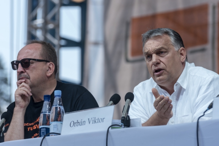 Orbán Viktor kormányfő szombaton Tusnádfürdőn.
