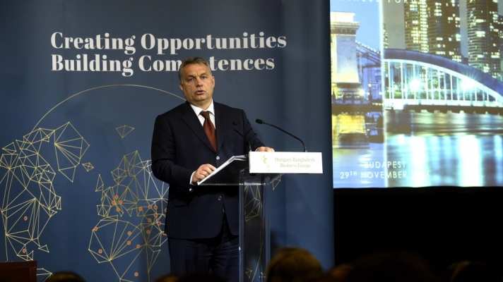 Orbán Viktor miniszterelnök kedden a magyar-bangladesi üzleti fórumon Budapesten.
